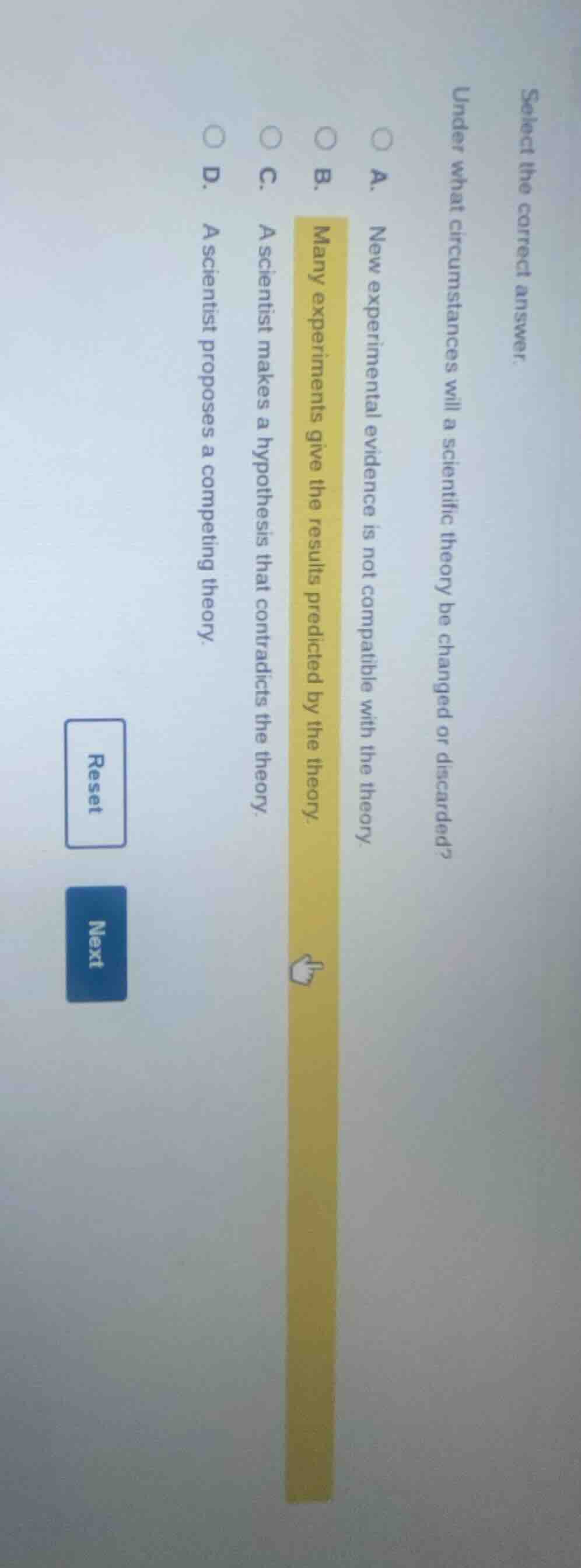 select the correct answer. under what circumstances will a scientific t…