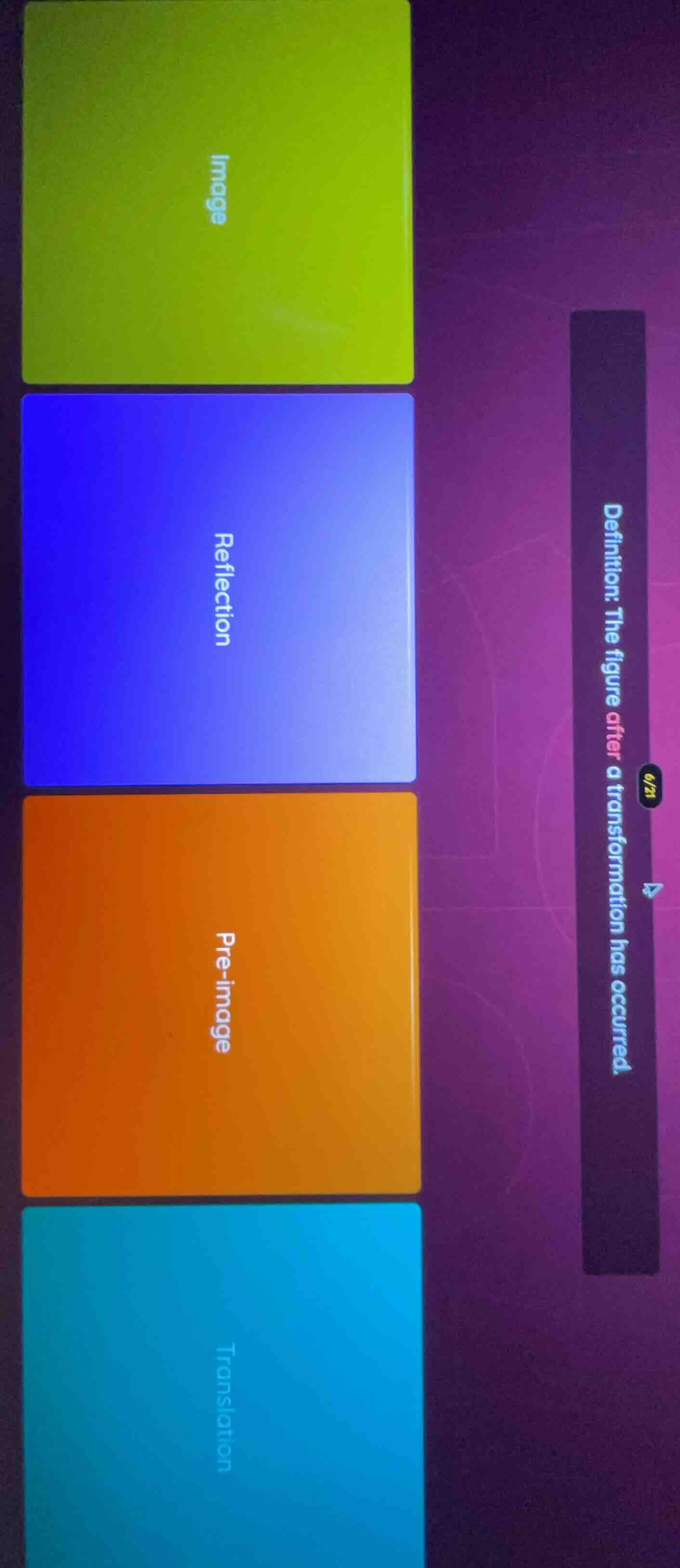 definition: the figure after a transformation has occurred. image refle…