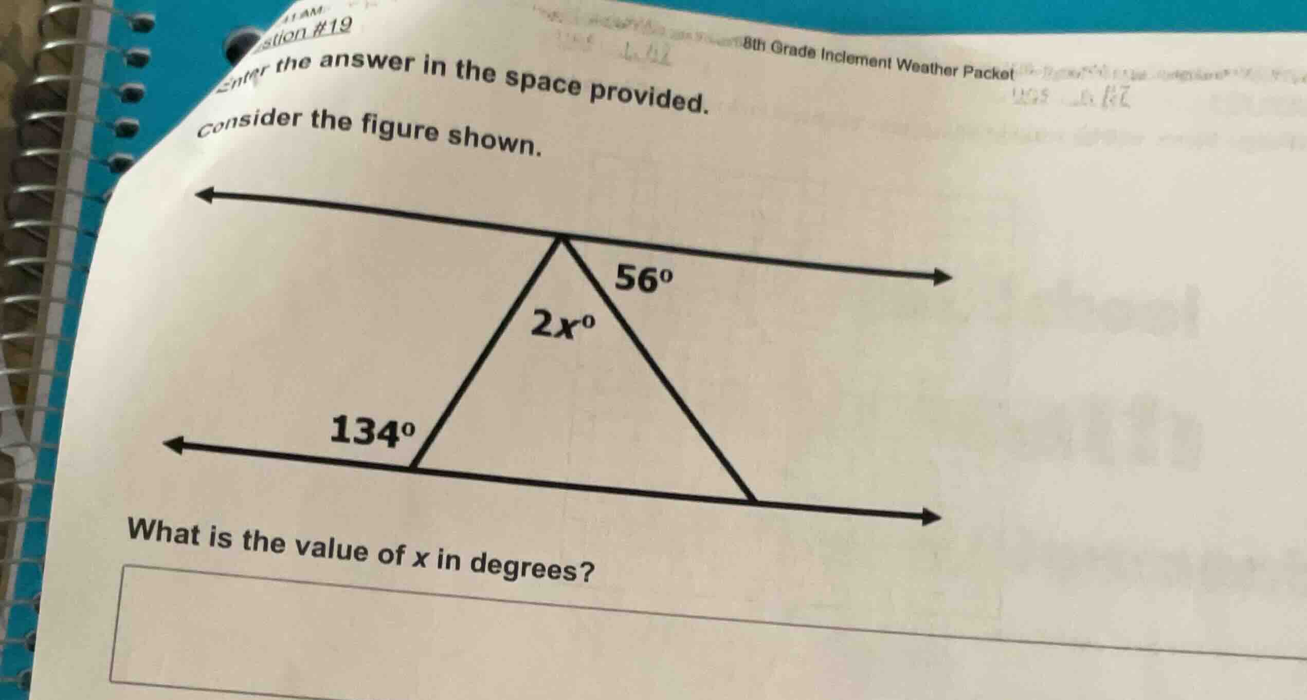 question #19 enter the answer in the space provided. consider the figur…