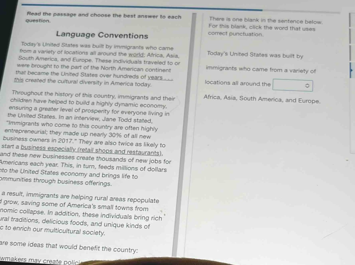 read the passage and choose the best answer to each question. language …