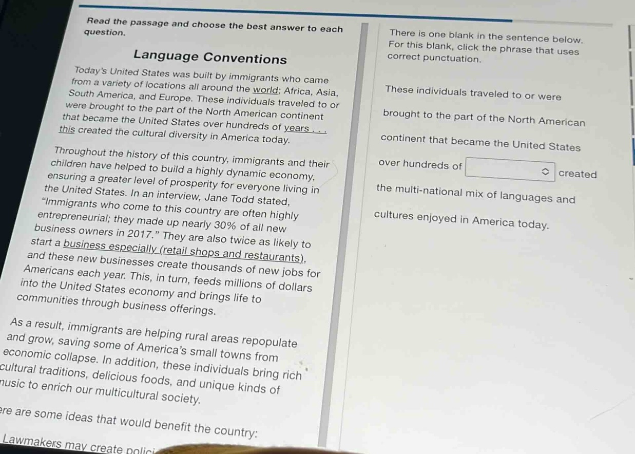 read the passage and choose the best answer to each question. language …
