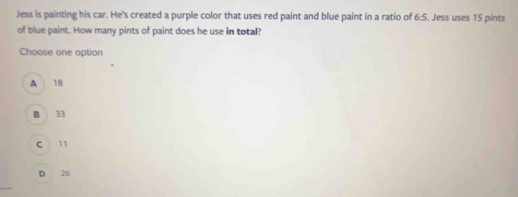 jess is painting his car. hes created a purple color that uses red pain…