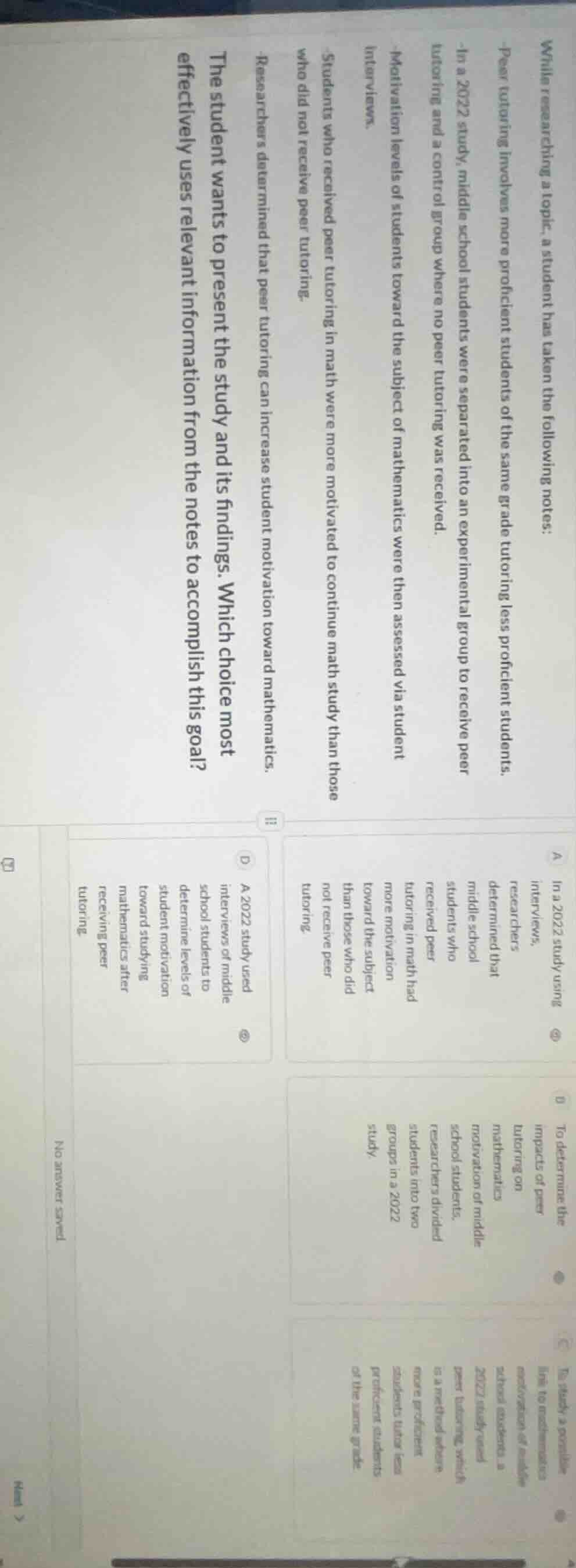 while researching a topic, a student has taken the following notes: - p…