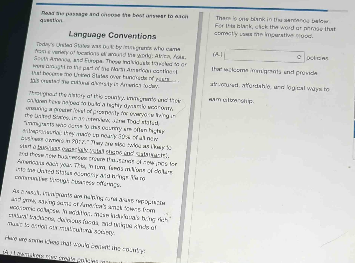 read the passage and choose the best answer to each question. language …