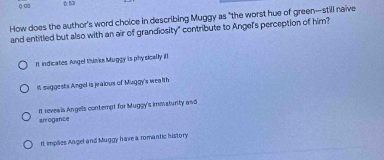 how does the authors word choice in describing muggy as \the worst hue …