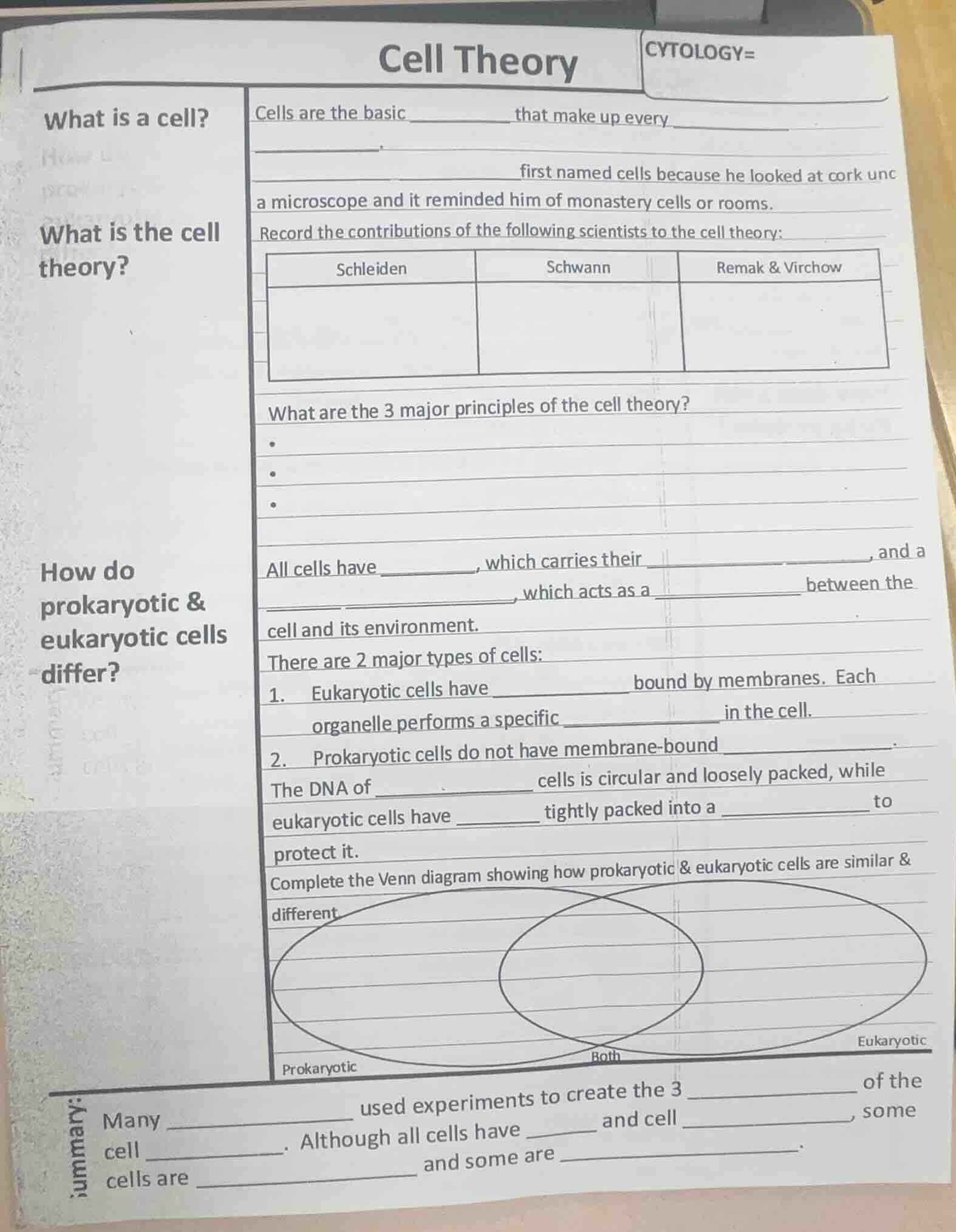 cell theory cytology= what is a cell? cells are the basic ______ that m…