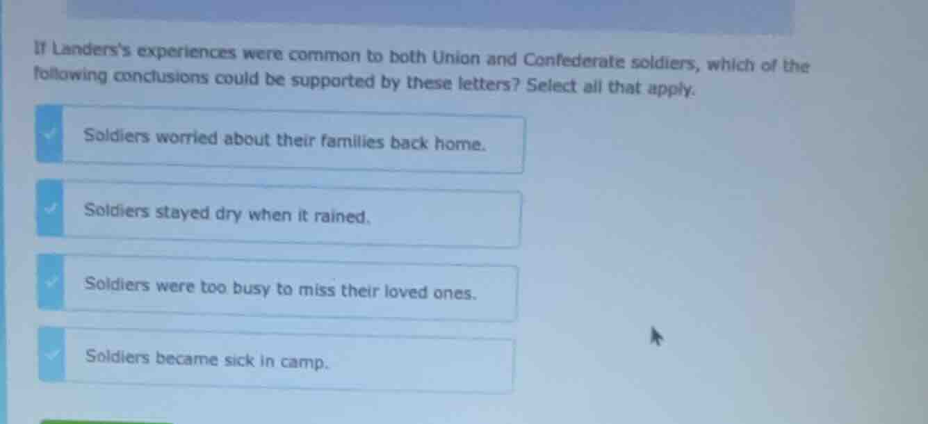 if landerss experiences were common to both union and confederate soldi…