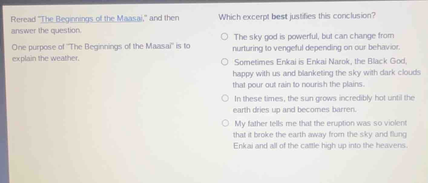 reread \the beginnings of the maasai,\ and then answer the question. on…