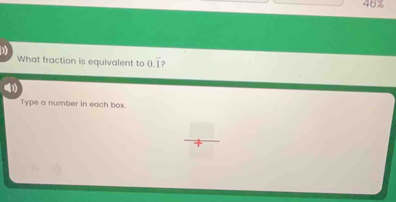 what fraction is equivalent to (0.overline{1})? type a number in each b…