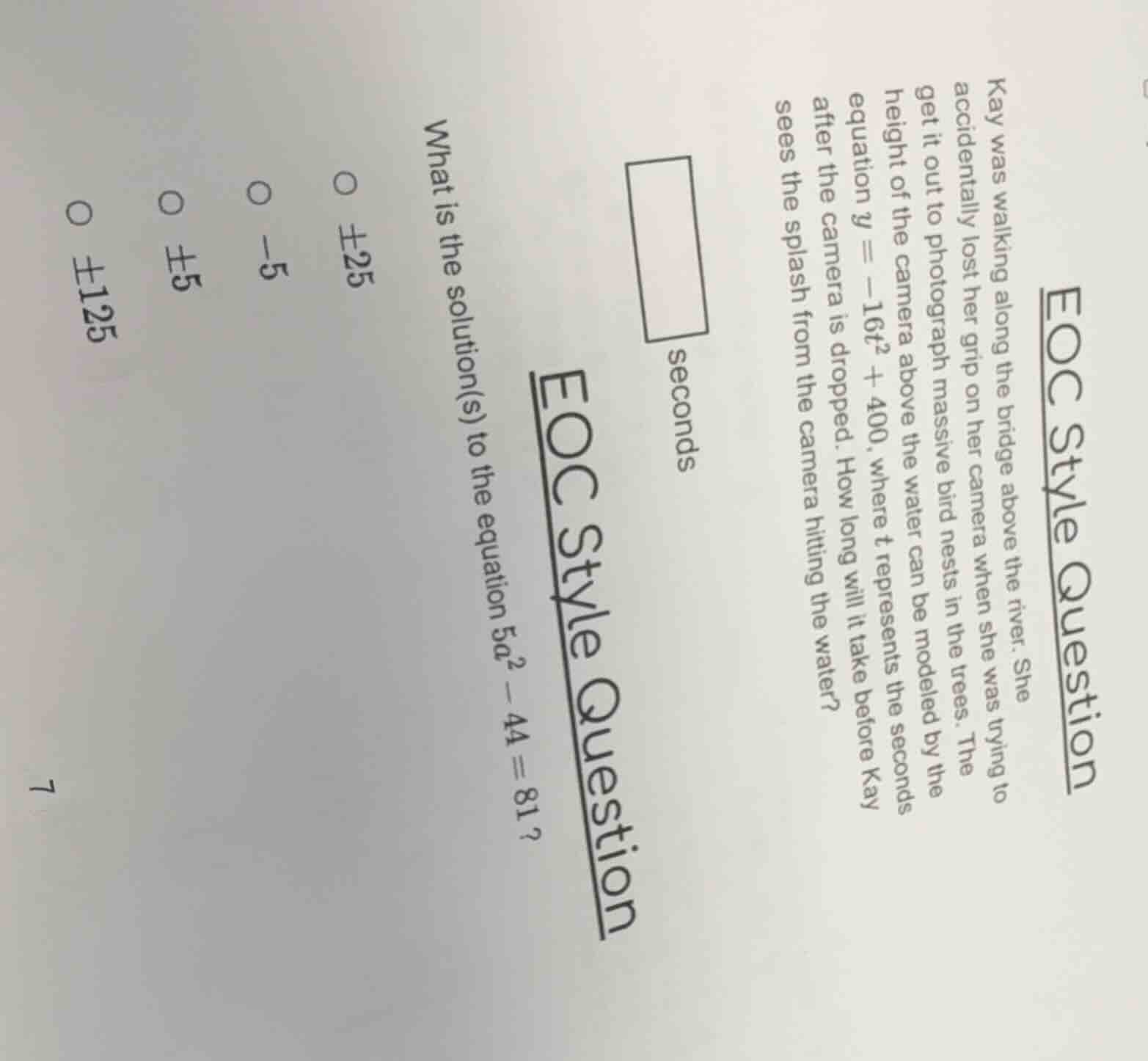 eoc style question kay was walking along the bridge above the river. sh…