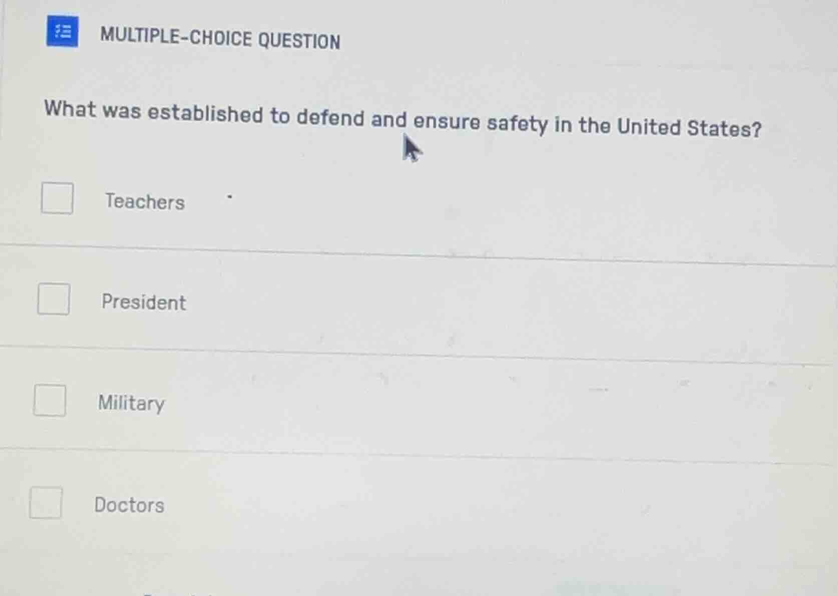 multiple-choice question what was established to defend and ensure safe…