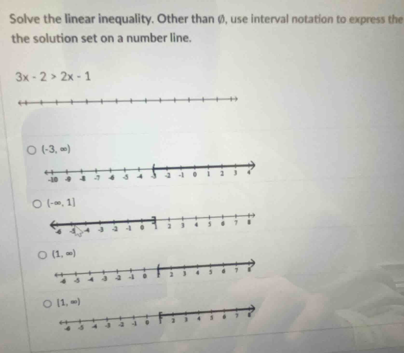 solve the linear inequality. other than ∅, use interval notation to exp…