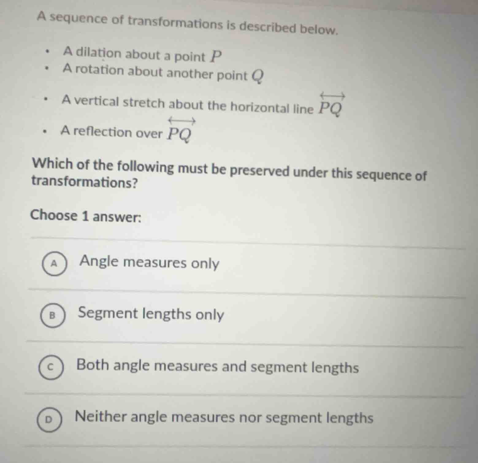 a sequence of transformations is described below. - a dilation about a …