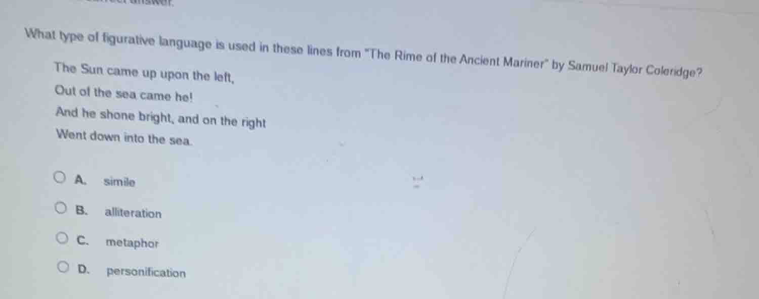 what type of figurative language is used in these lines from \the rime …