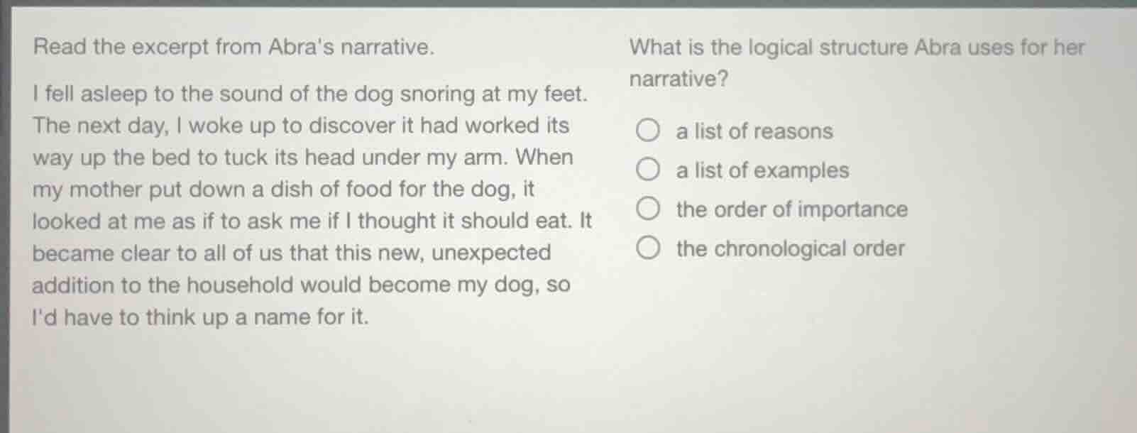 read the excerpt from abras narrative. i fell asleep to the sound of th…