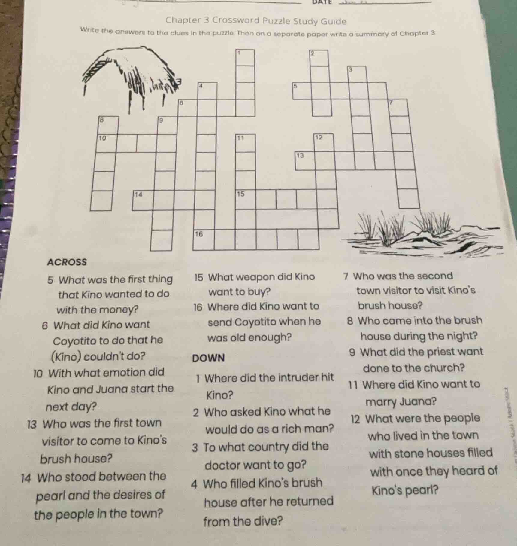 chapter 3 crossword puzzle study guide write the answers to the clues i…