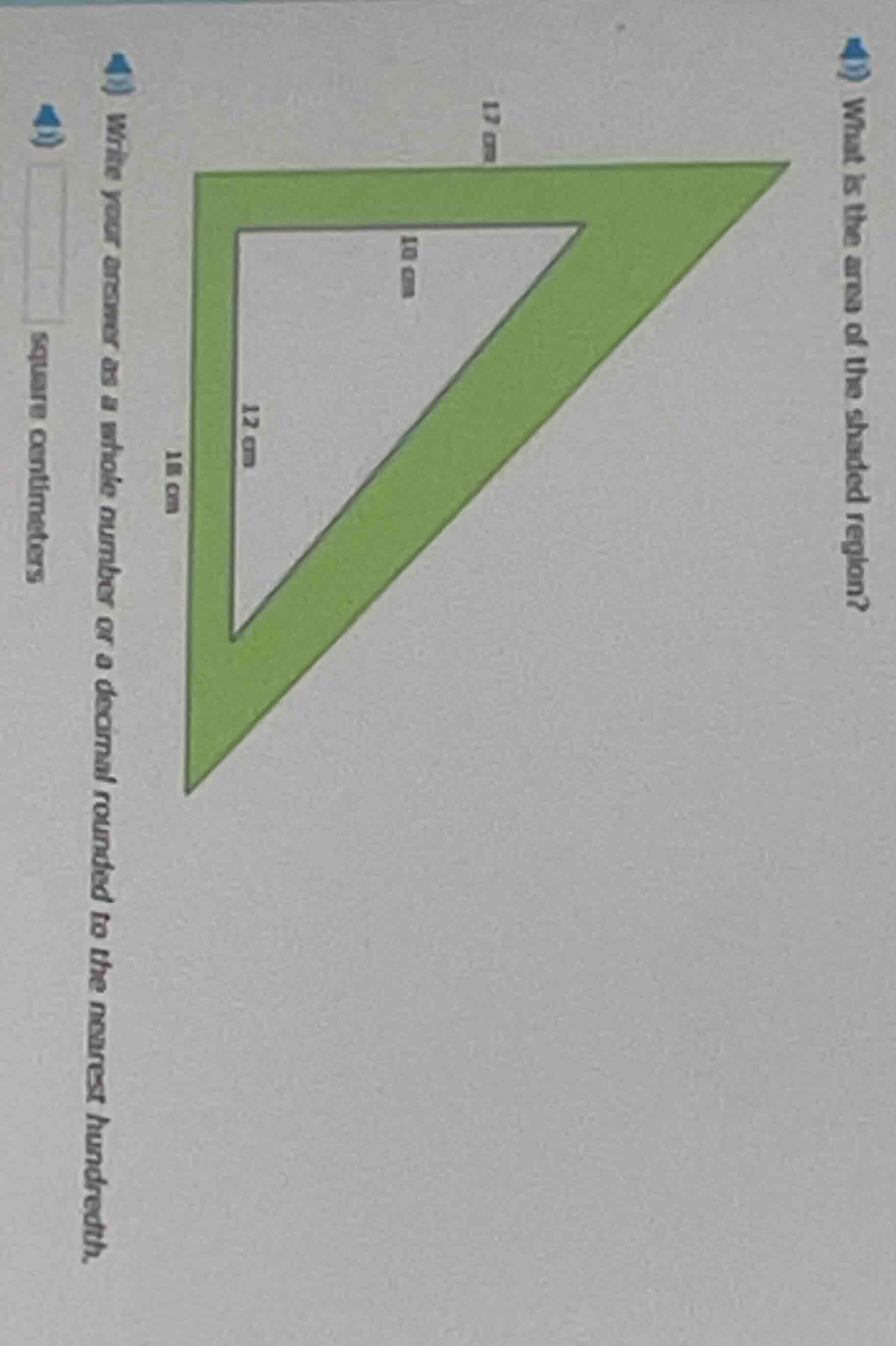 what is the area of the shaded region? write your answer as a whole num…