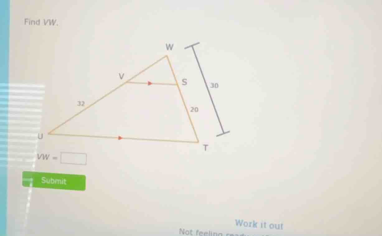 find vw. vw = submit work it out not feeling