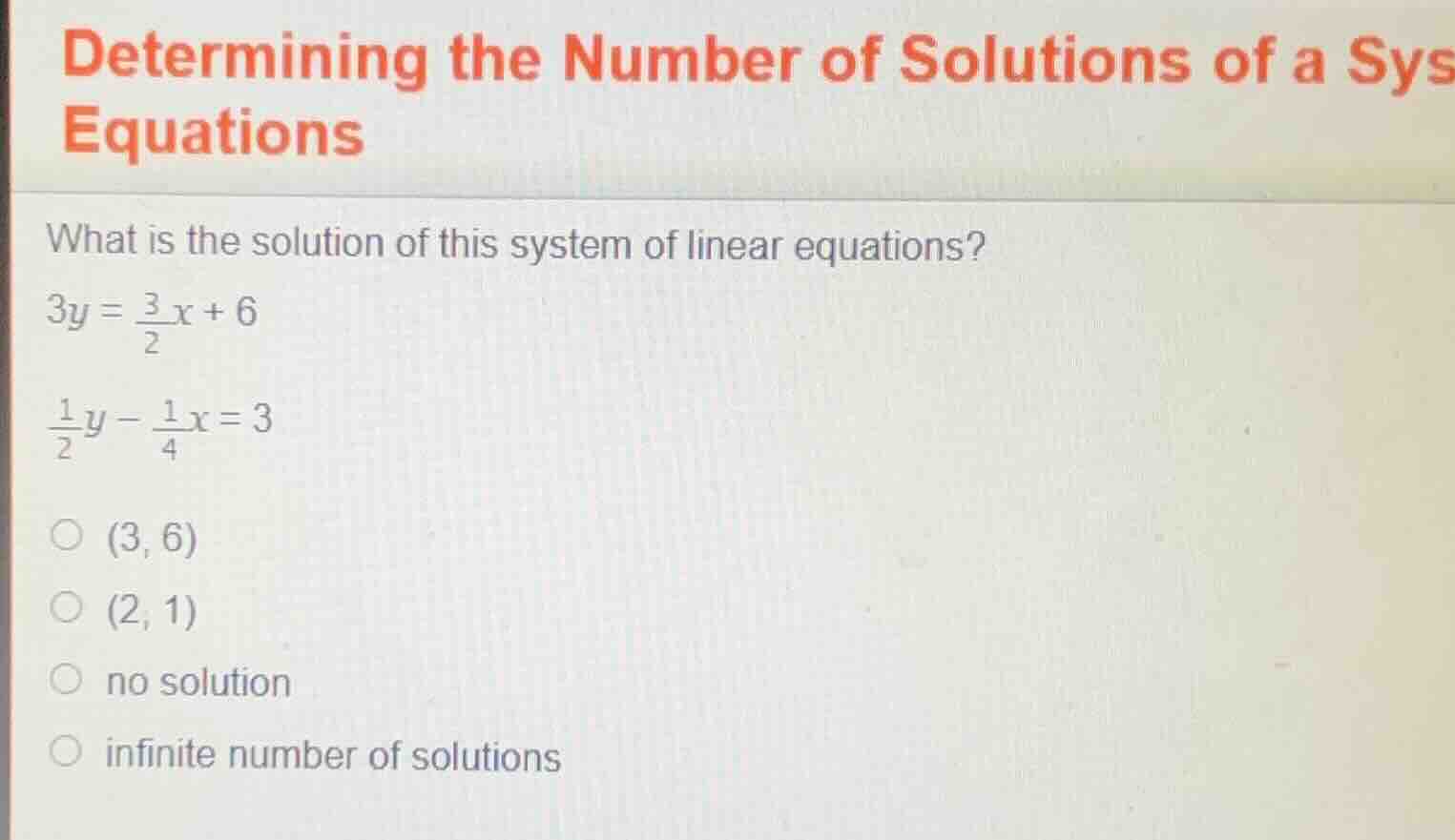 determining the number of solutions of a sys equations what is the solu…