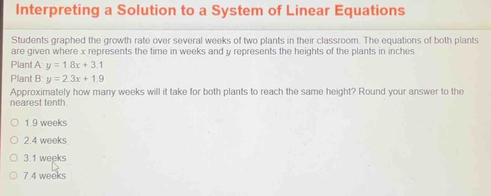 interpreting a solution to a system of linear equations students graphe…
