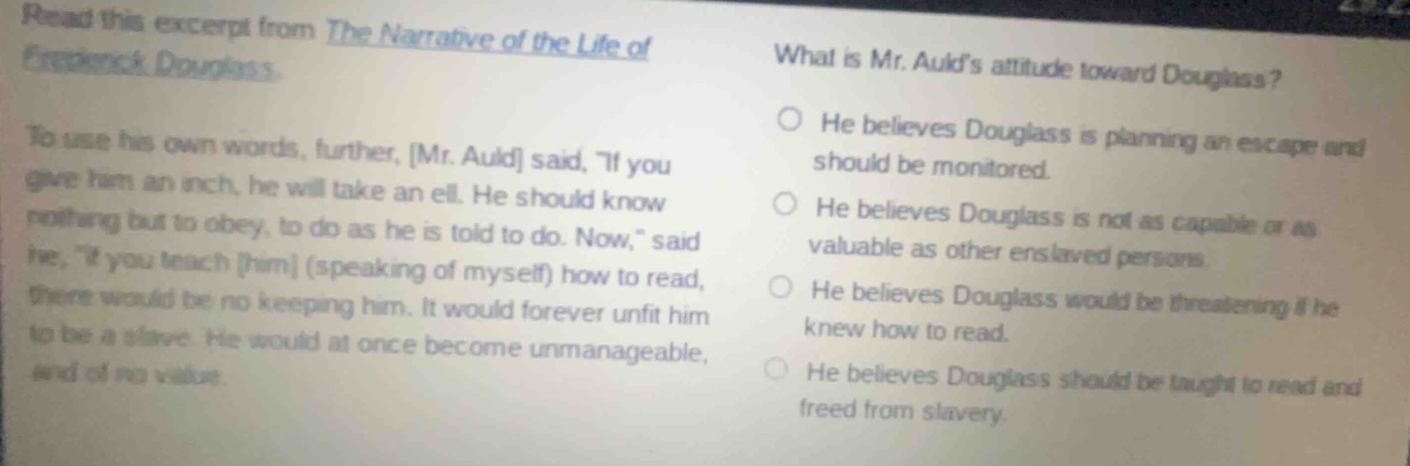 read this excerpt from the narrative of the life of frederick douglass.…