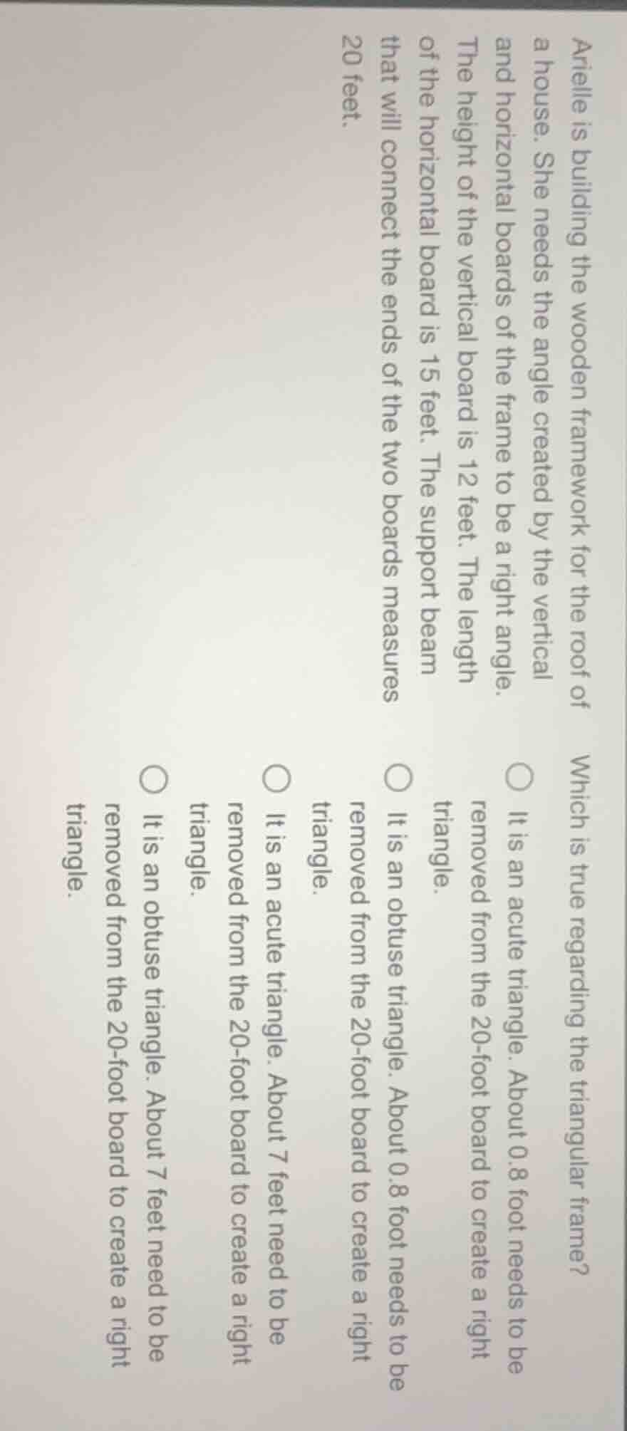 arielle is building the wooden framework for the roof of a house. she n…