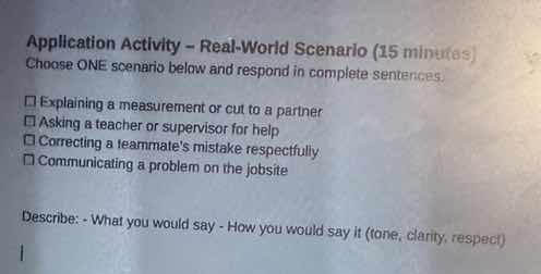 application activity – real - world scenario (15 minutes) choose one sc…