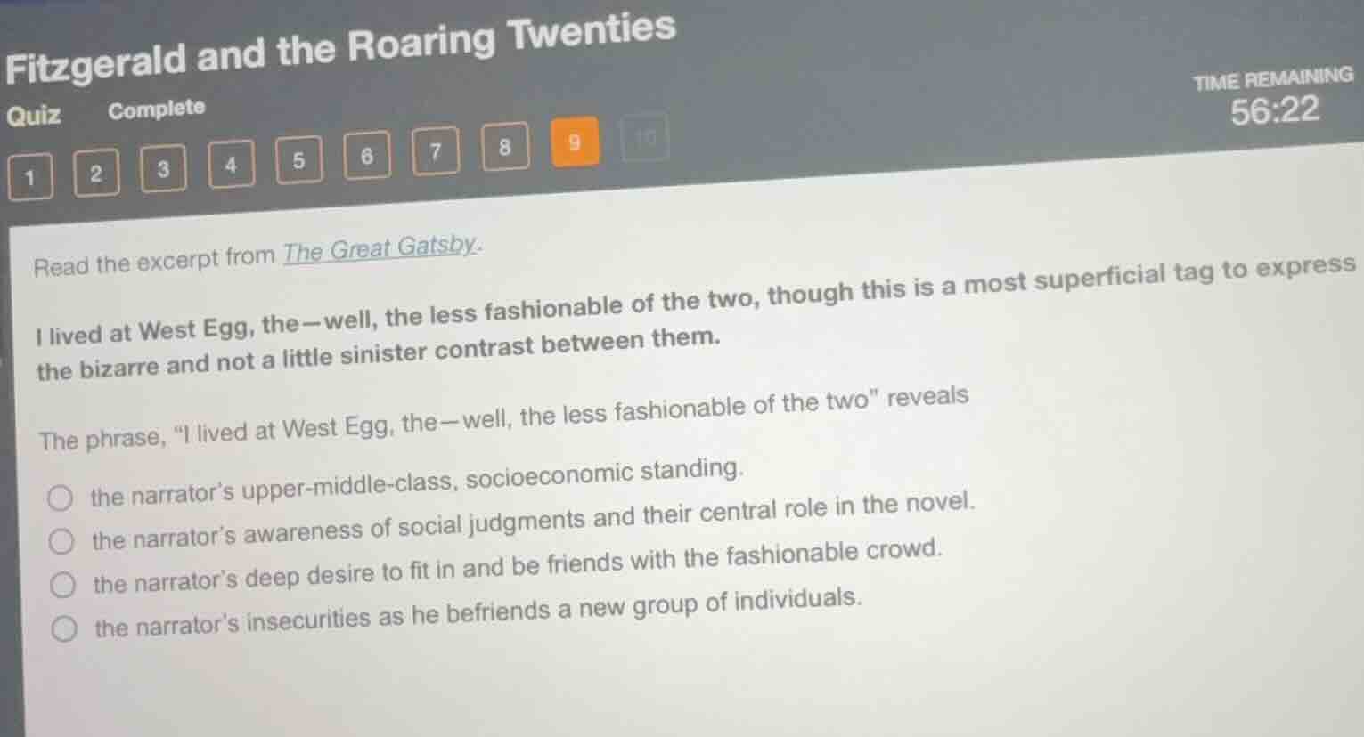 fitzgerald and the roaring twenties quiz complete read the excerpt from…