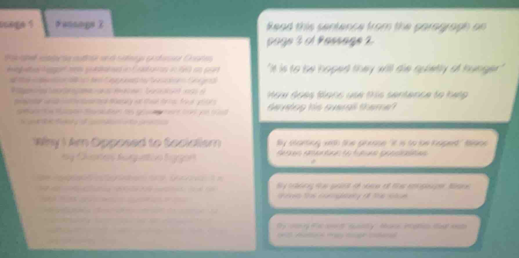 read this sentence from the paragraph on page 3 of passage 2. \it is to…