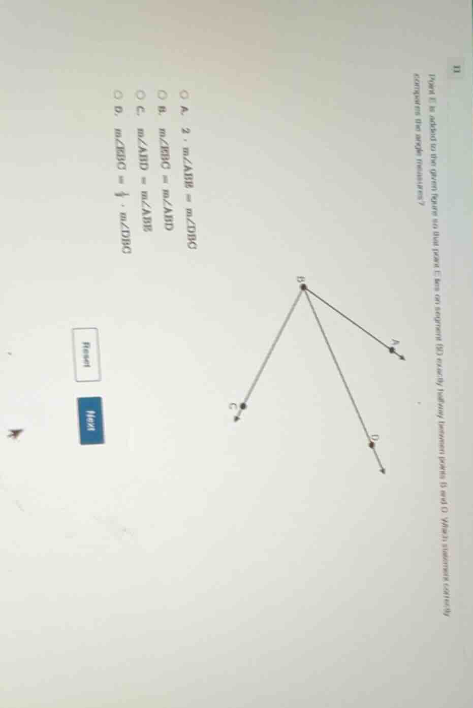 point e is added to the given figure so that point e lies on segment bd…