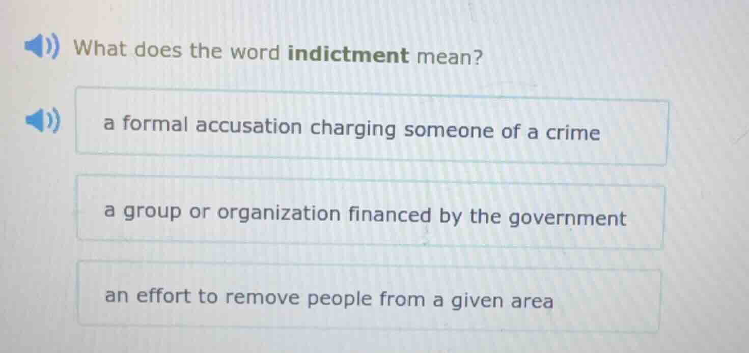 what does the word indictment mean? a formal accusation charging someon…