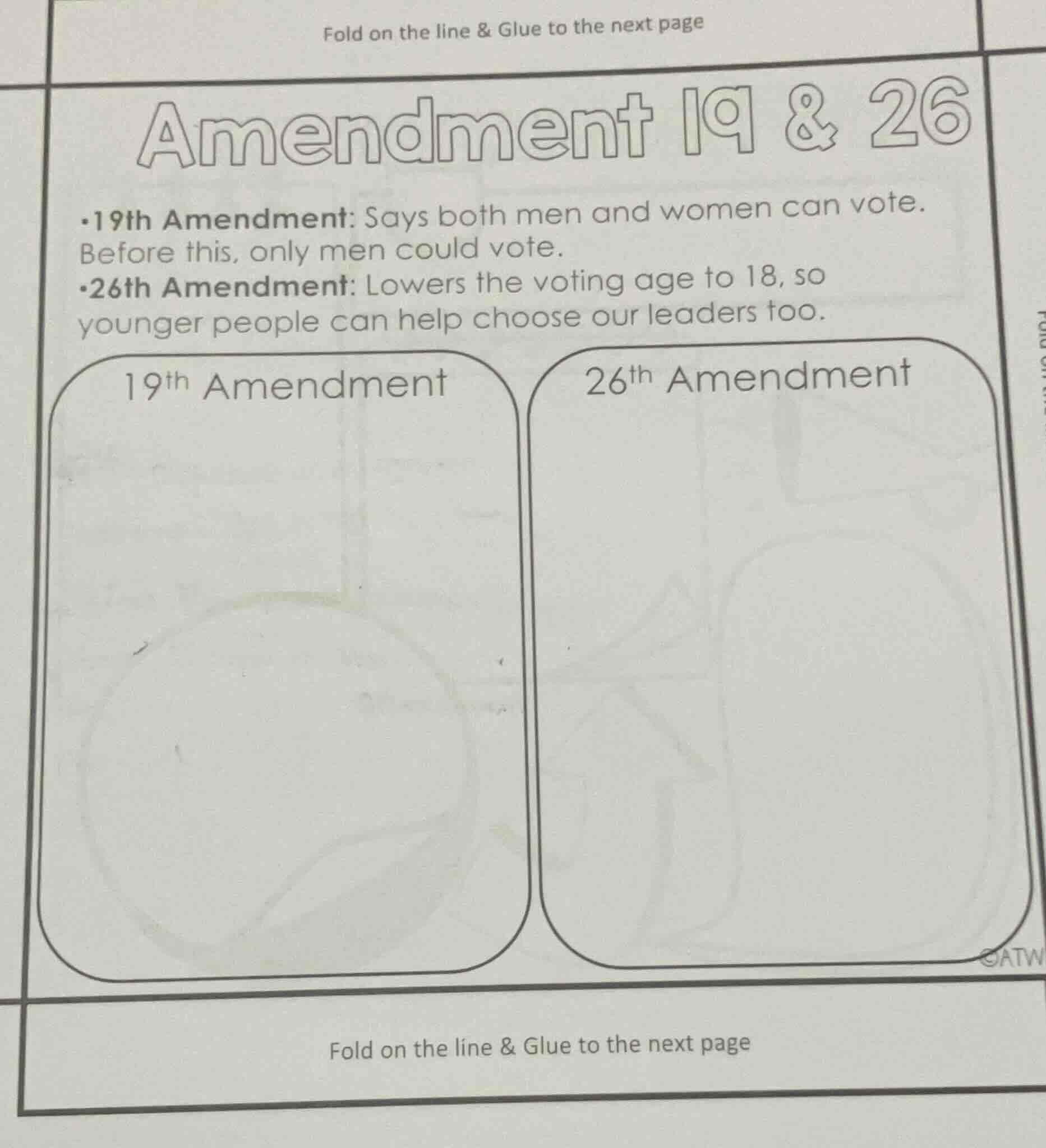 fold on the line & glue to the next page amendment 19 & 26 -19th amendm…