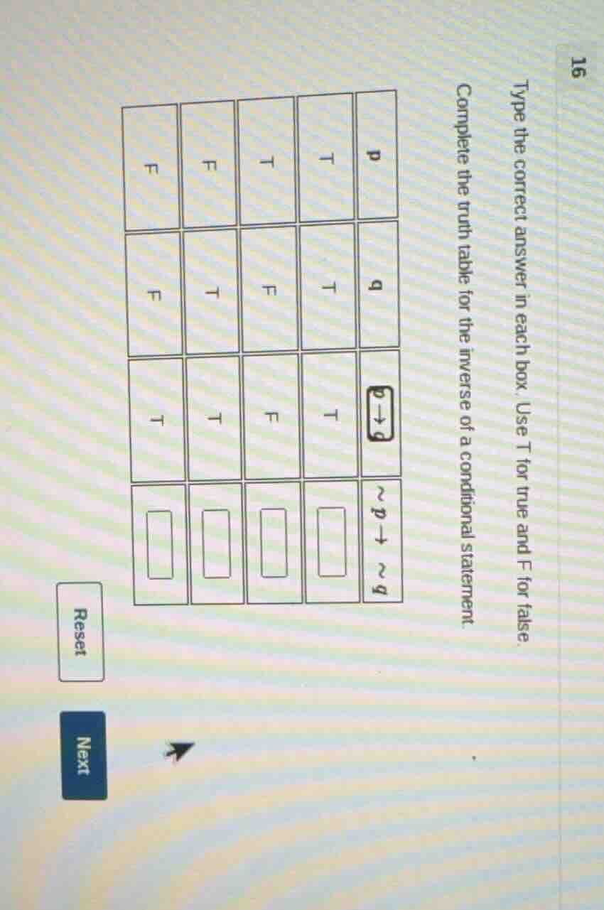 type the correct answer in each box. use t for true and f for false. co…