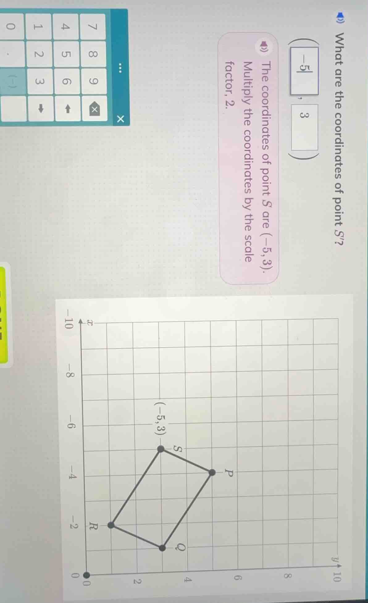 what are the coordinates of point s? the coordinates of point s are (-5…