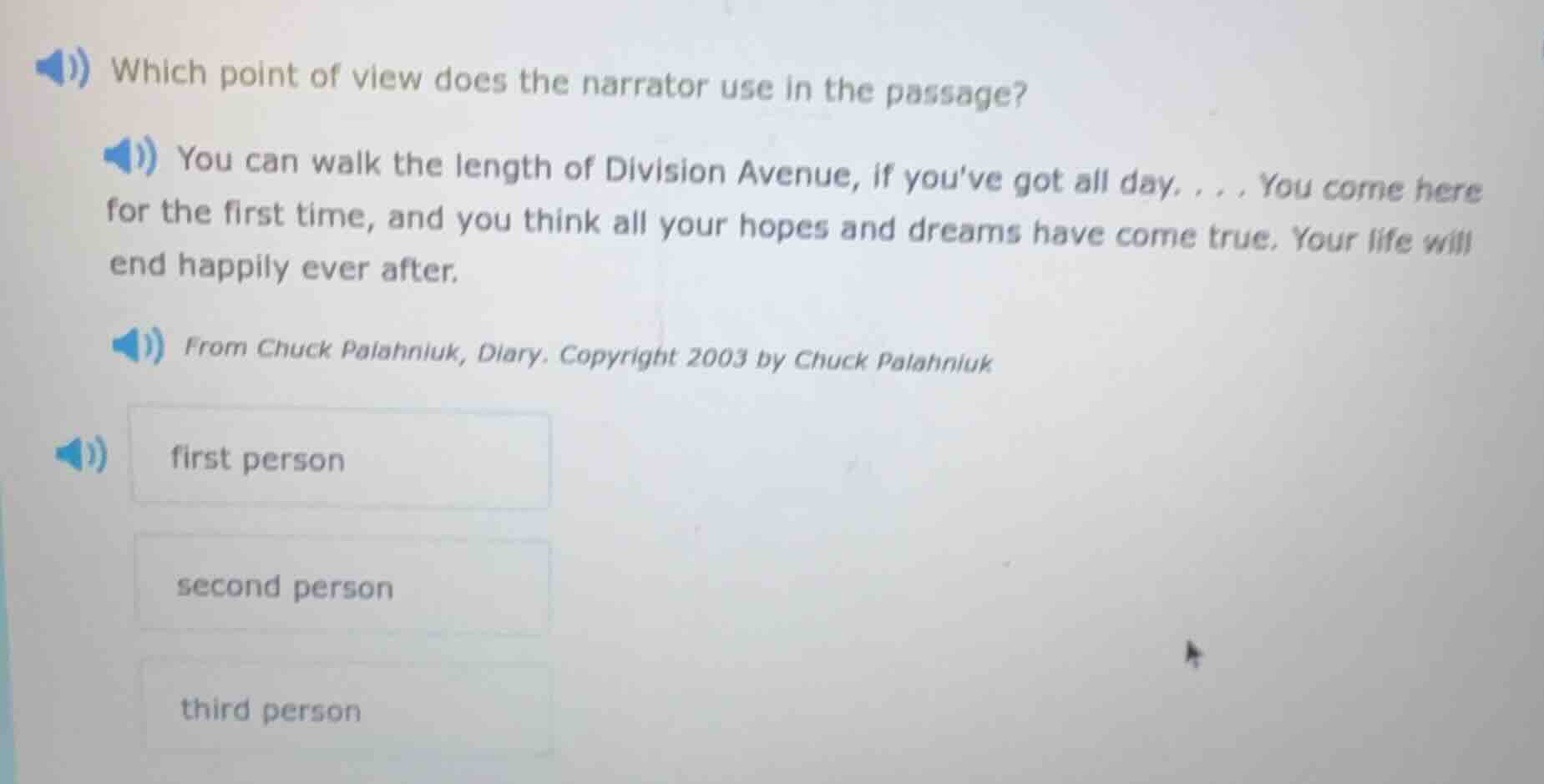which point of view does the narrator use in the passage? you can walk …