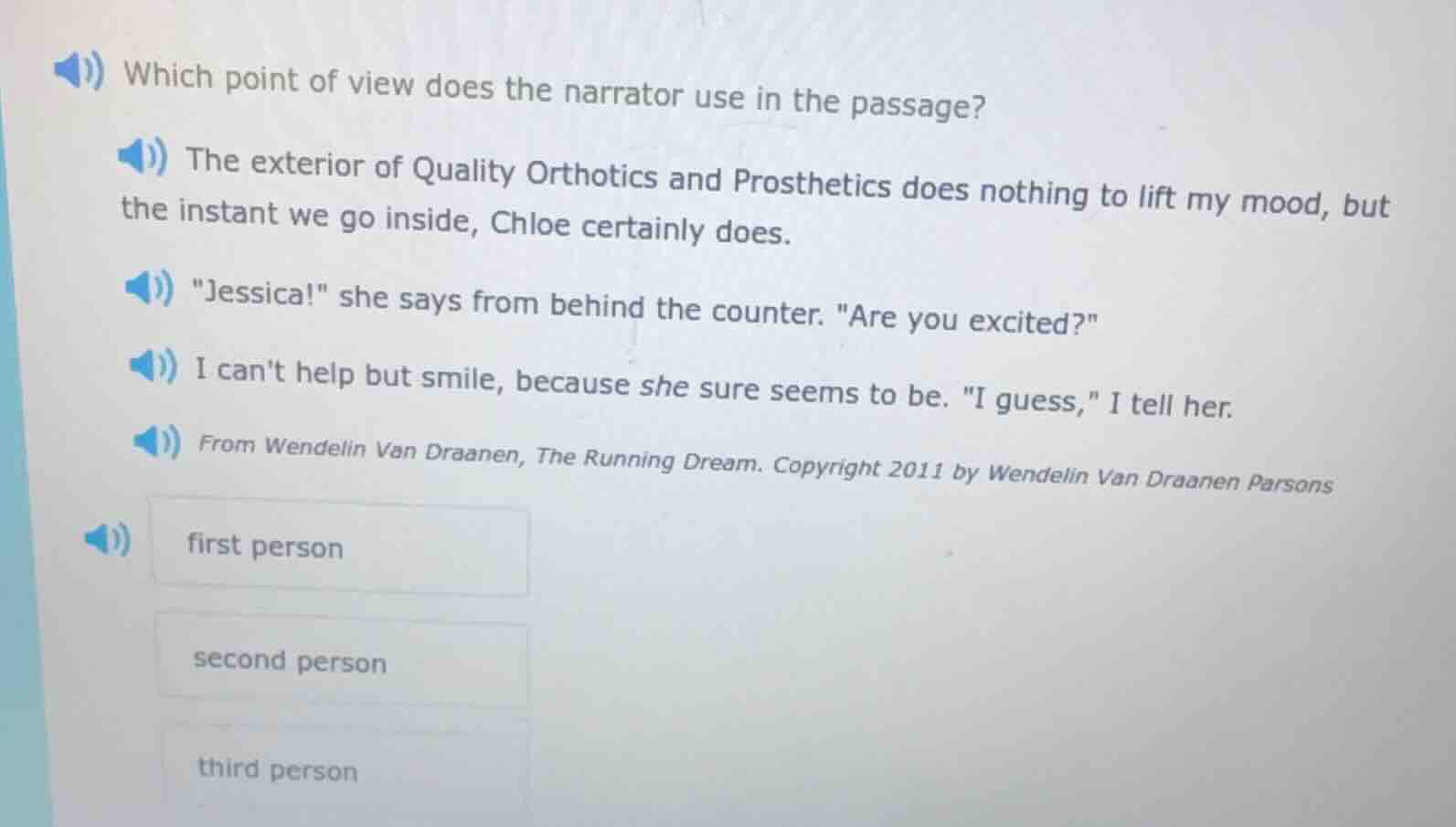 which point of view does the narrator use in the passage? the exterior …