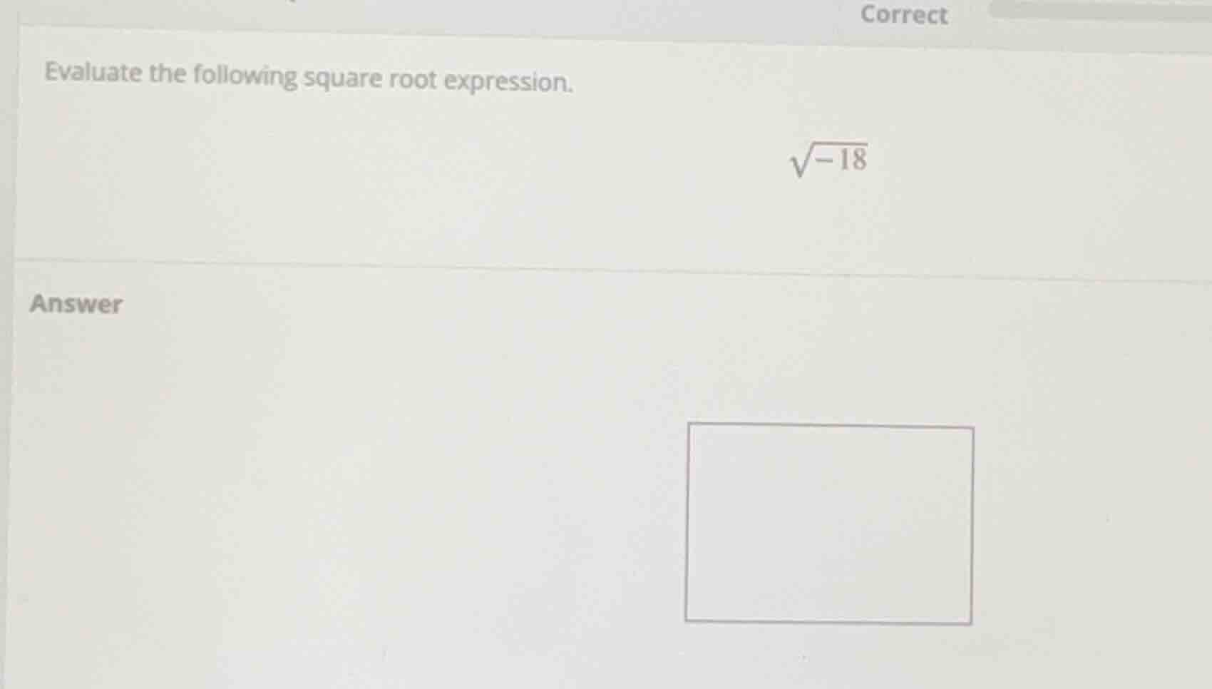 evaluate the following square root expression. \\(\\sqrt{-18}\\)