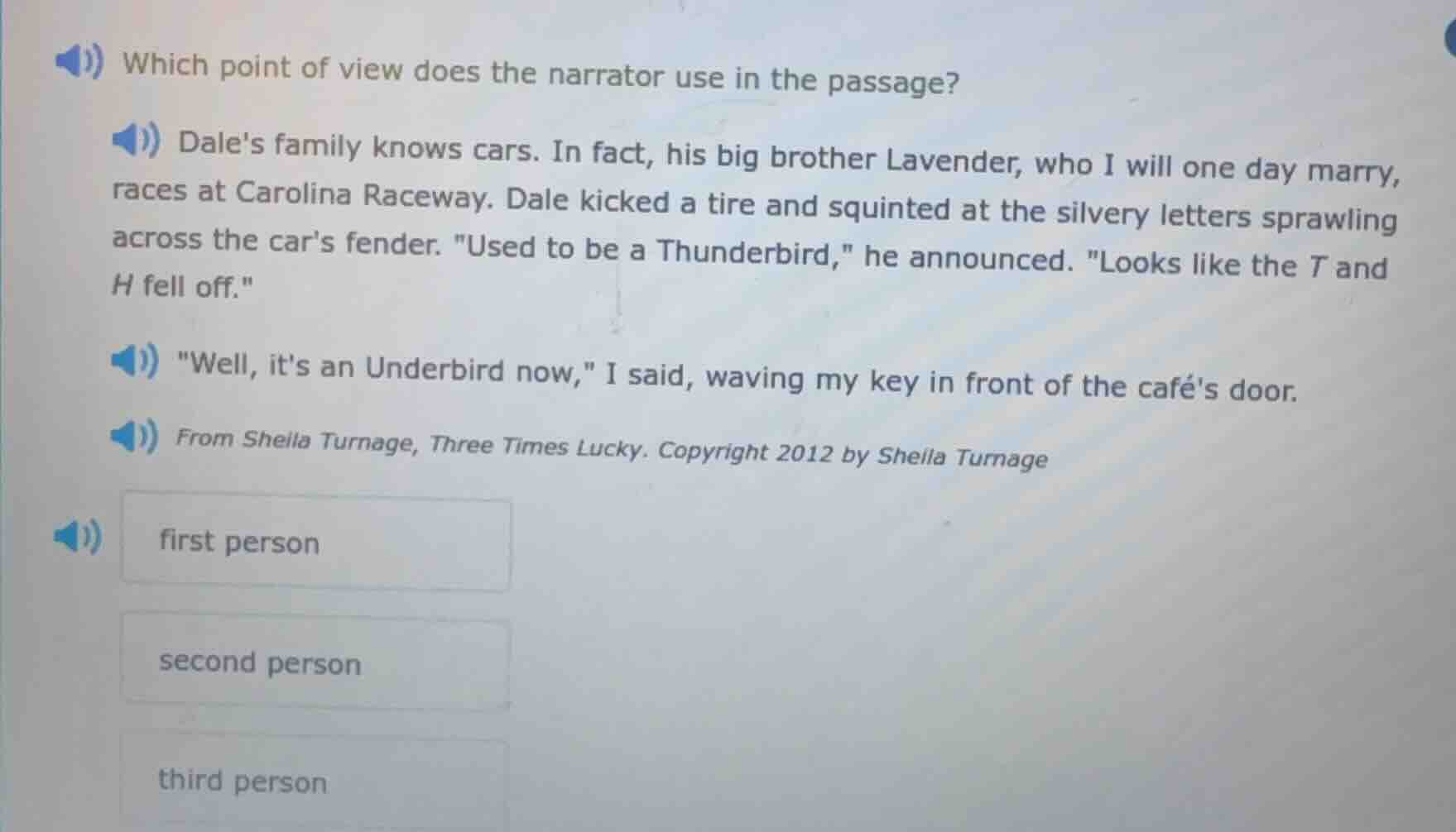 which point of view does the narrator use in the passage? dales family …
