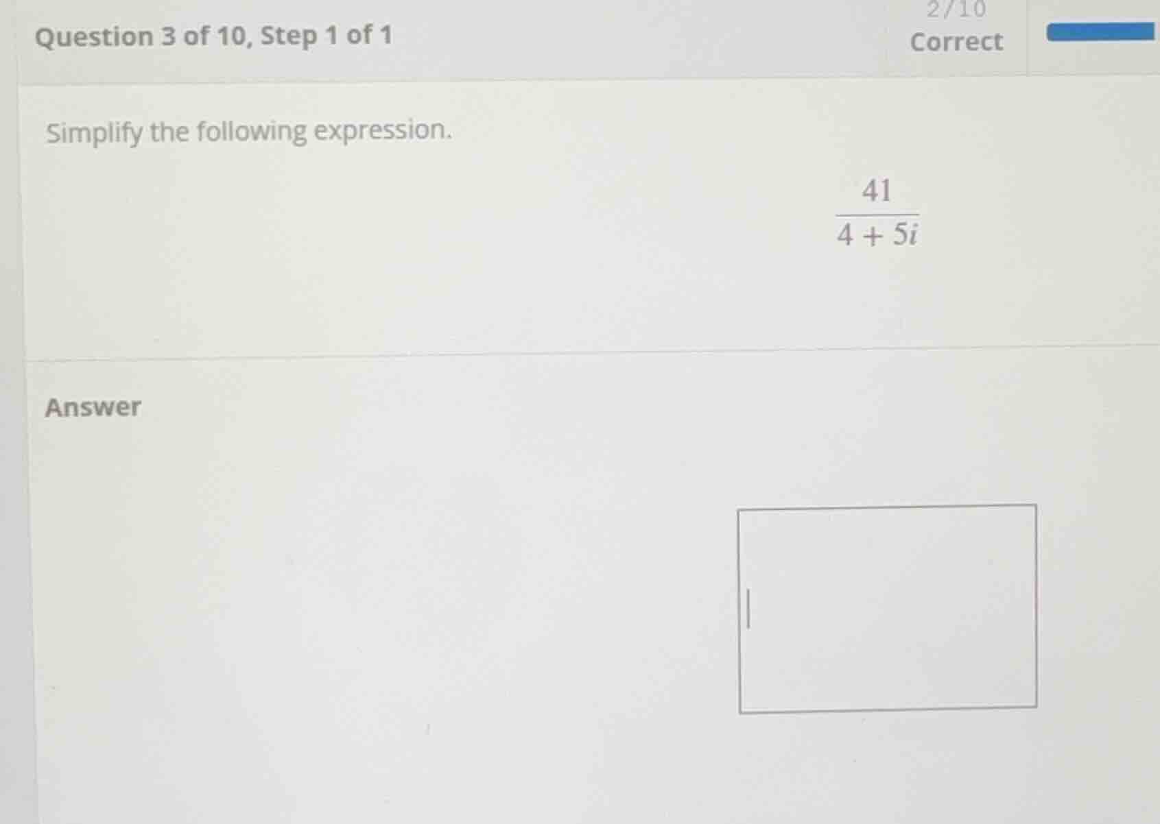 question 3 of 10, step 1 of 1 simplify the following expression. \\(\\d…