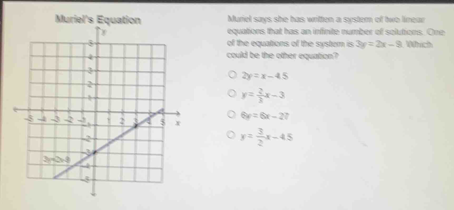 muriel’s equation muriel says she has written a system of two linear eq…