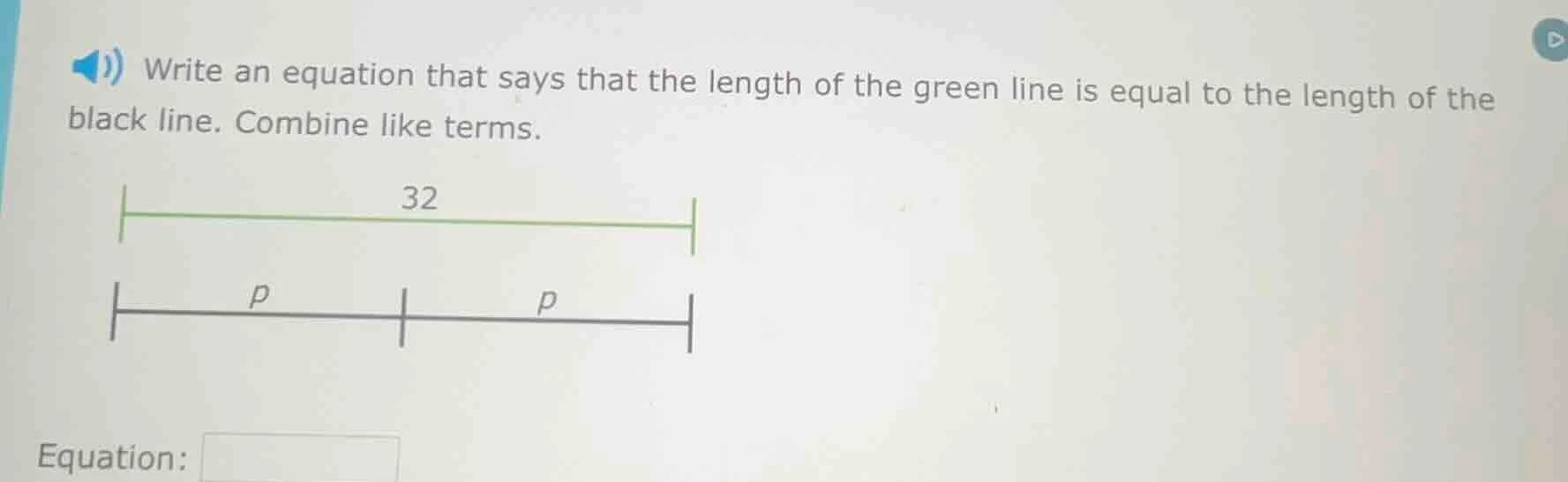 write an equation that says that the length of the green line is equal …