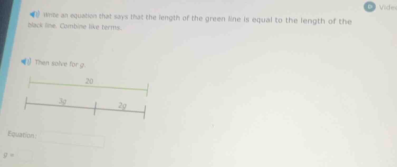 write an equation that says that the length of the green line is equal …