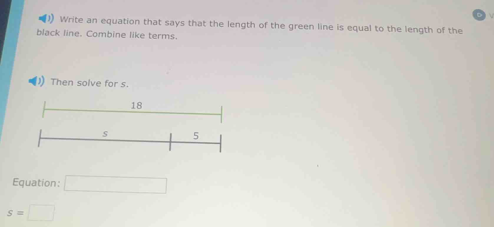 write an equation that says that the length of the green line is equal …