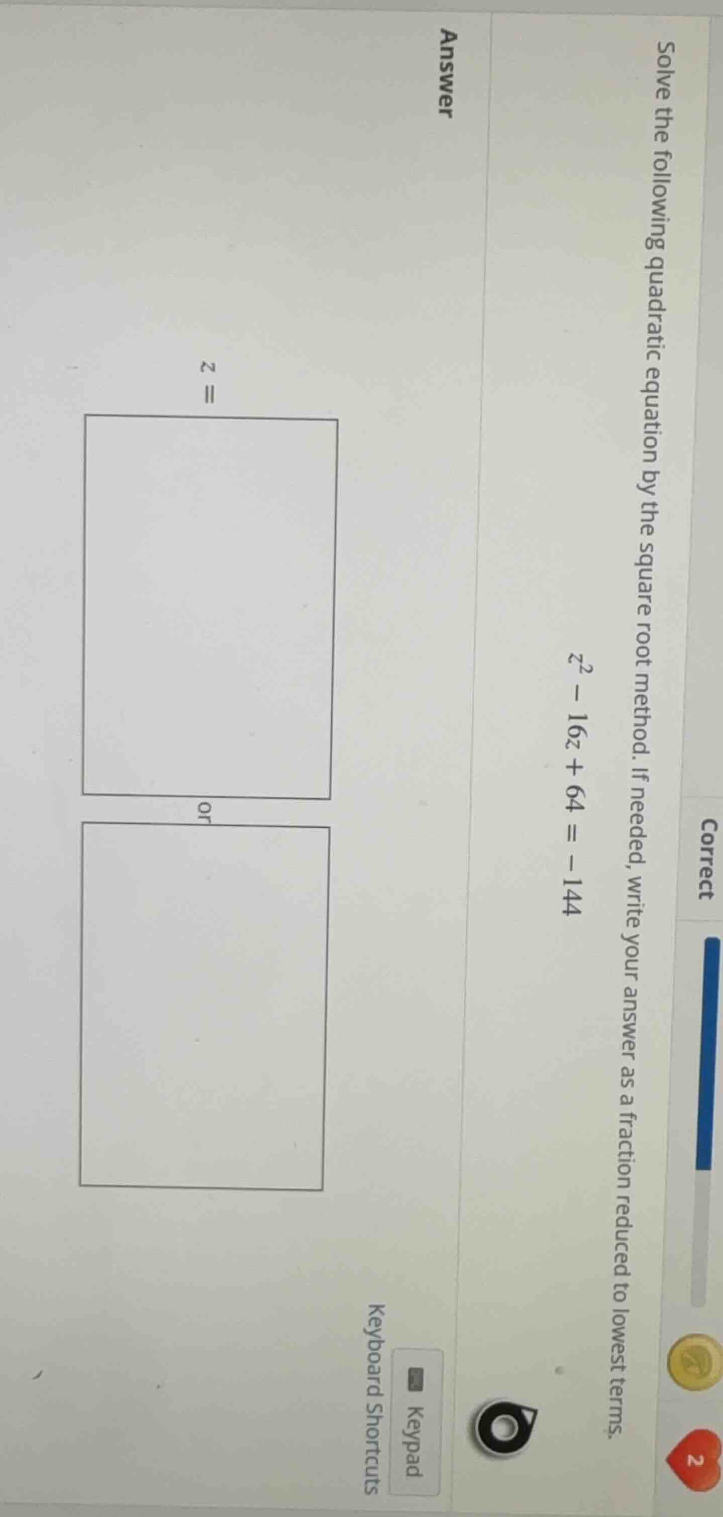 solve the following quadratic equation by the square root method. if ne…