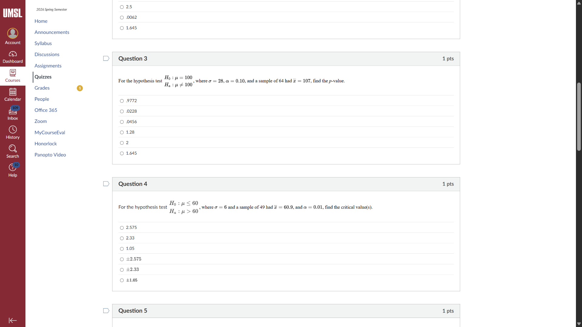 question 3 1 pts for the hypothesis test \\(\\begin{aligned}h_0&:\\mu =…