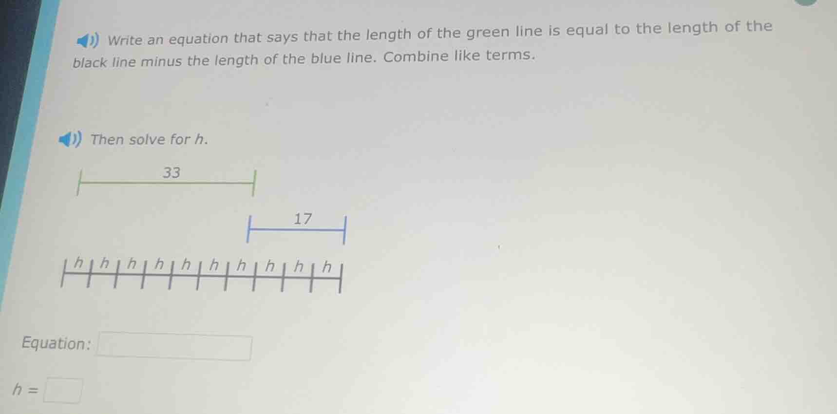 write an equation that says that the length of the green line is equal …