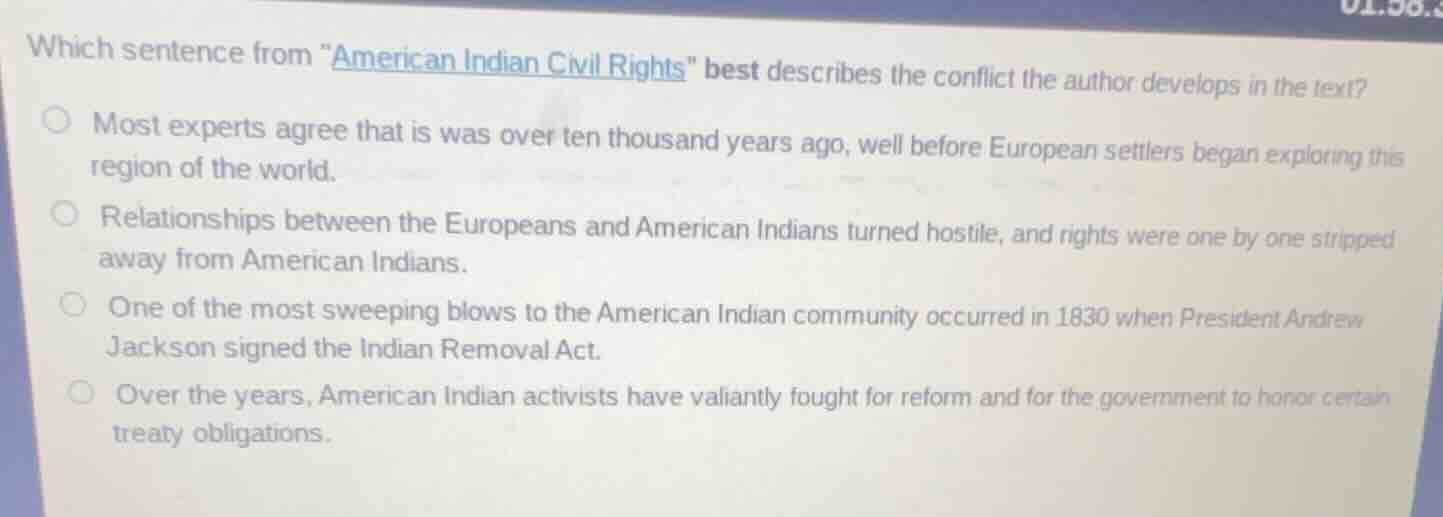 which sentence from \american indian civil rights\ best describes the c…