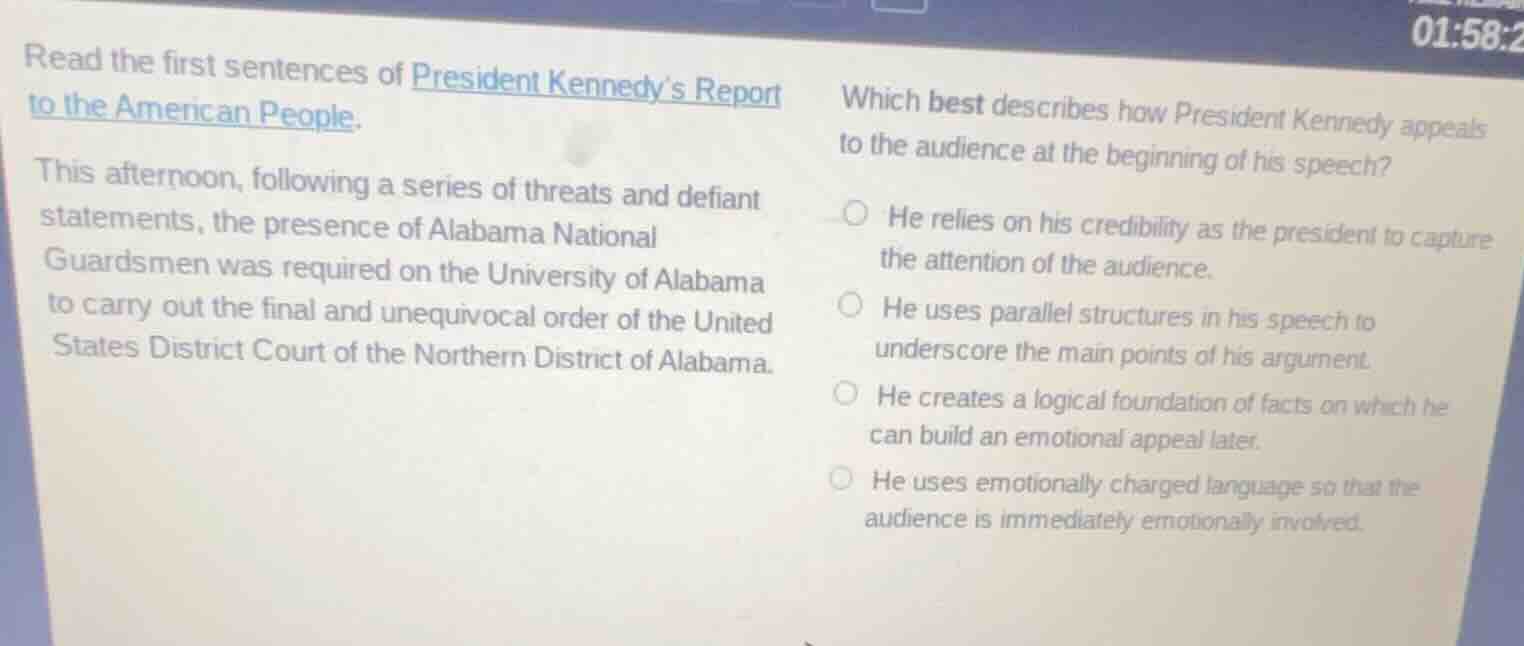 read the first sentences of president kennedy’s report to the american …