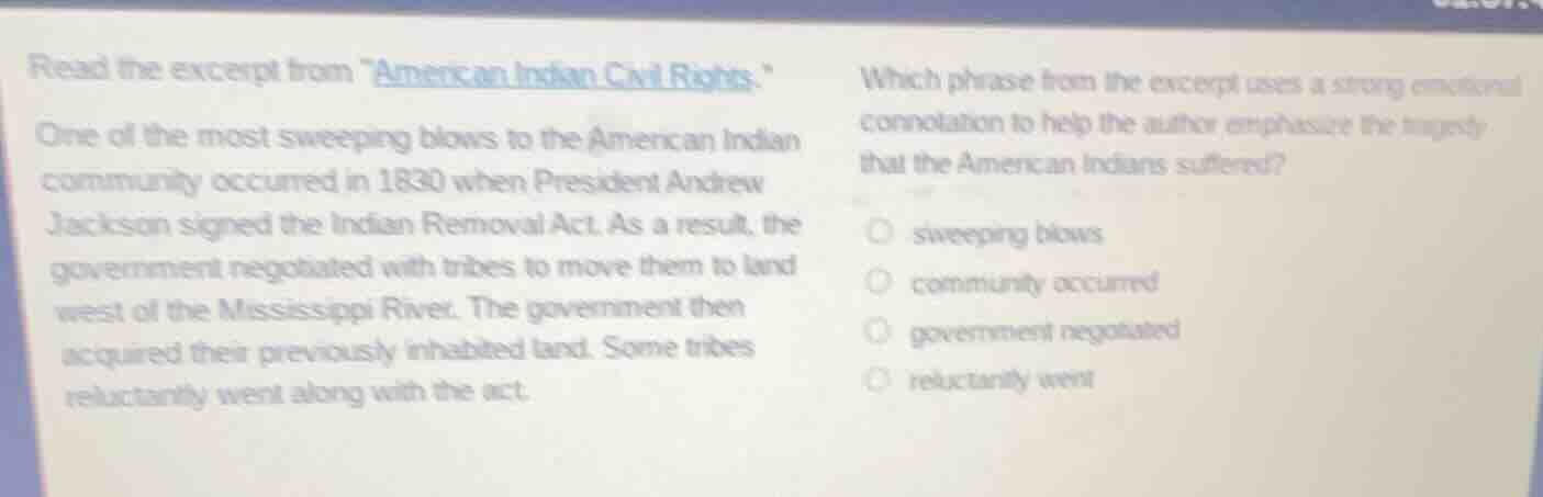 read the excerpt from \american indian civil rights.\ one of the most s…
