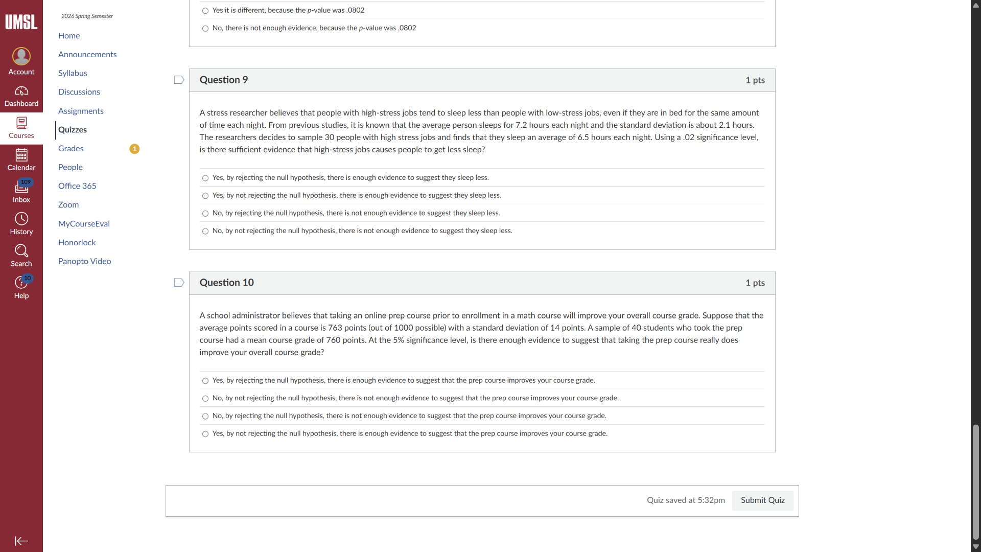 question 9 1 pts a stress researcher believes that people with high - s…